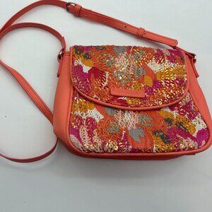 Vera Bradley Crochet Sparkle  Pixie Blooms Crossbody Pink Gold